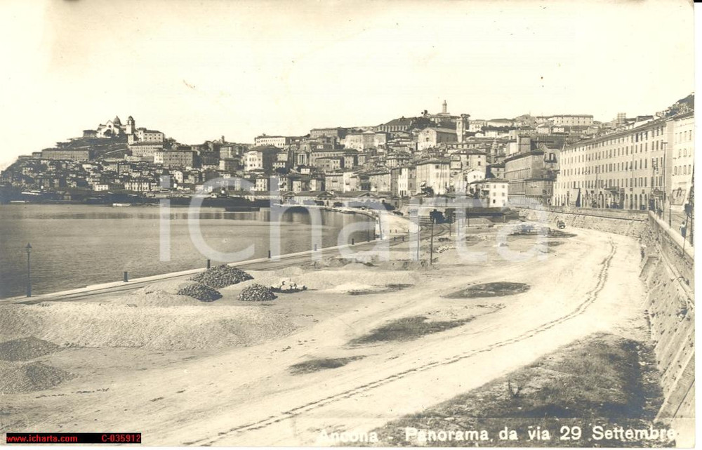 Cartolina originale da collezione Ancona anni  20  Panorama da Via 29 Settembre 1