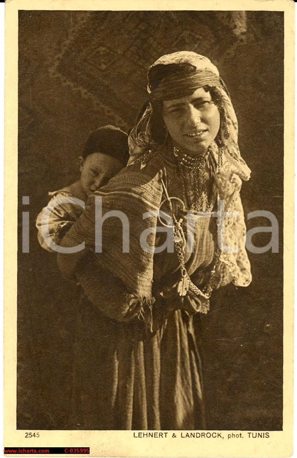 Cartolina originale da collezione 1915 Tripoli Fotoritratto Madre beduina con bimbo 1