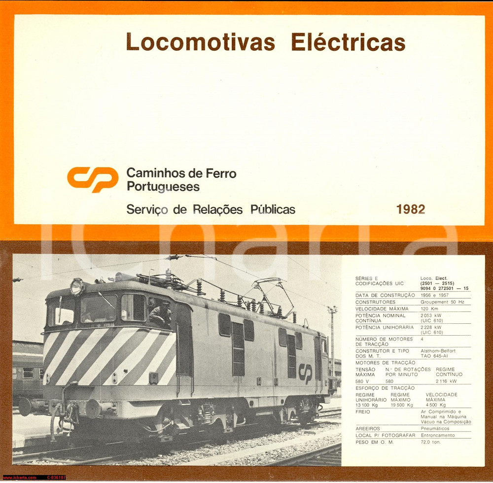 Materiale pubblicitario d’epoca 1982 Caminhos de Ferro Portugueses Locomotivas 1