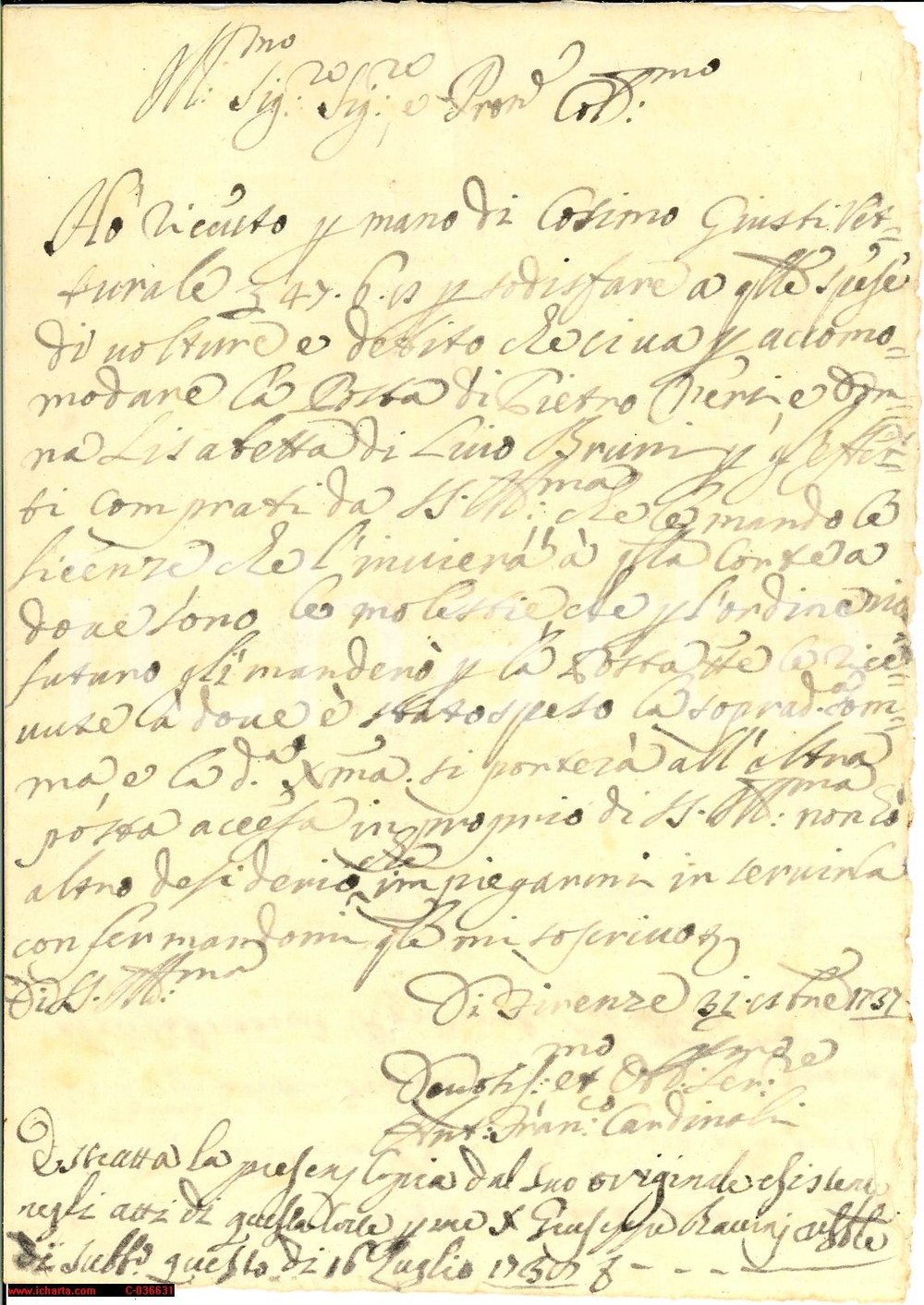 Manoscritto, lettera originale 1737 STORIA POSTALE - FIRENZE distinta posta e plichi 1