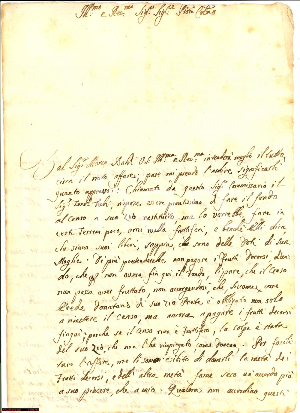 Manoscritto, lettera originale 1747 MONTE SAN SAVINO (AR) TULI mente per non pagare 1