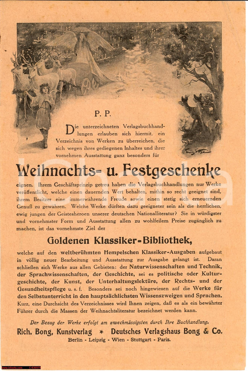 Materiale pubblicitario d’epoca 1920 ca BERLIN Goldene Klassiker Bibliothek ILLUSTRATO 1