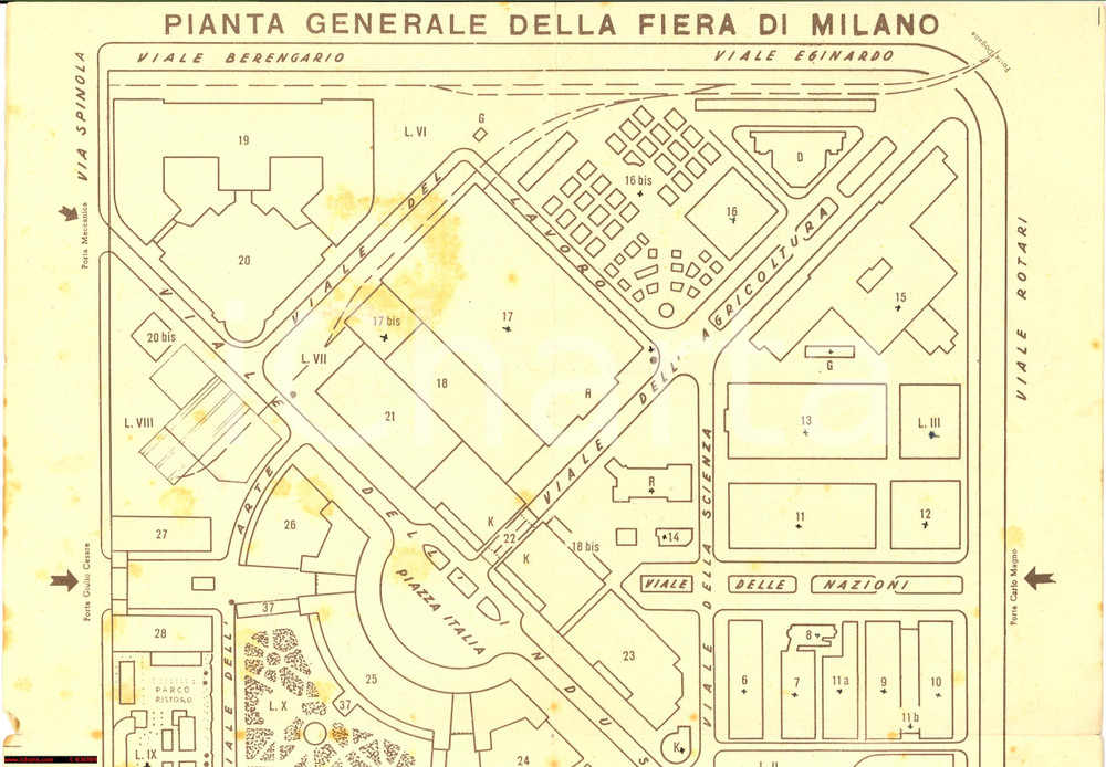 Materiale pubblicitario d’epoca 1948 XXVI FIERA DI MILANO Pianta Ufficiale 1