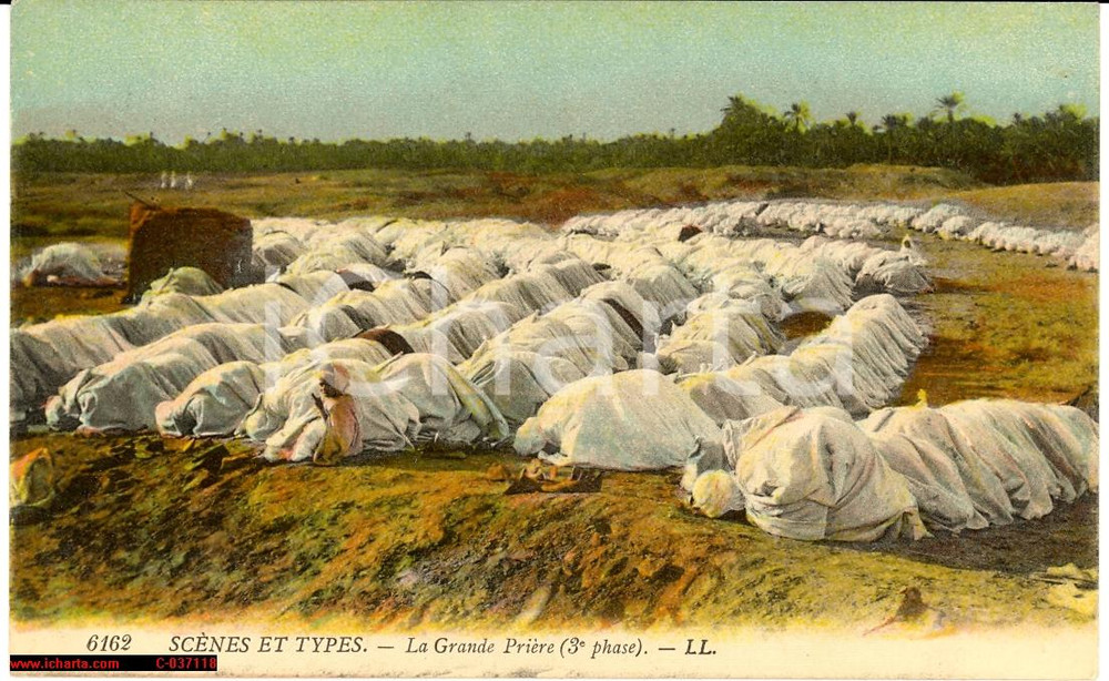 Cartolina originale da collezione 1910 EGITTO La grande priÃ¨re 3Ã¨me phase FP NV 1