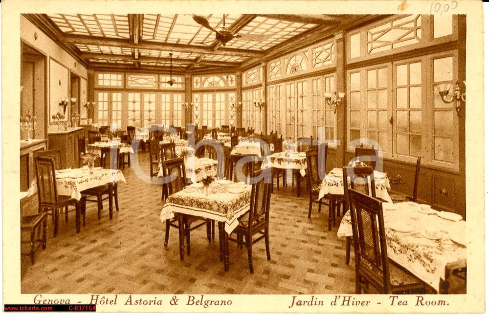 Cartolina originale da collezione Genova anni '30, Hotel Astoria - Veduta d'interni 1