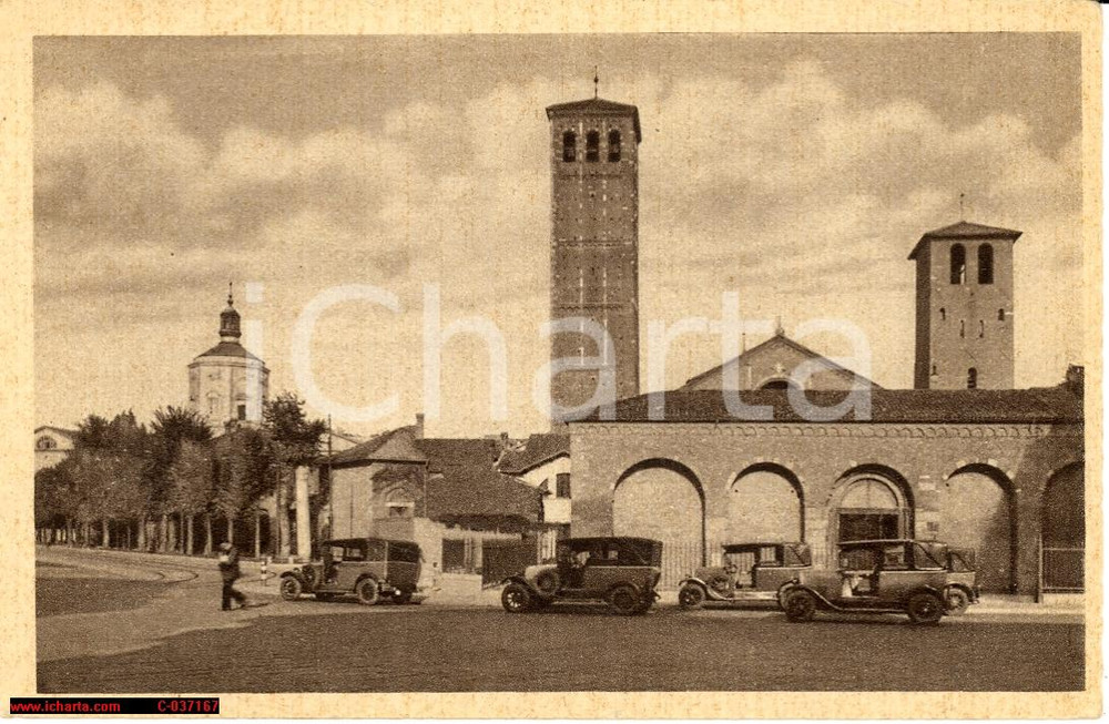 Cartolina originale da collezione 1925 MILANO carosello automobili in Sant'Ambrogio 1