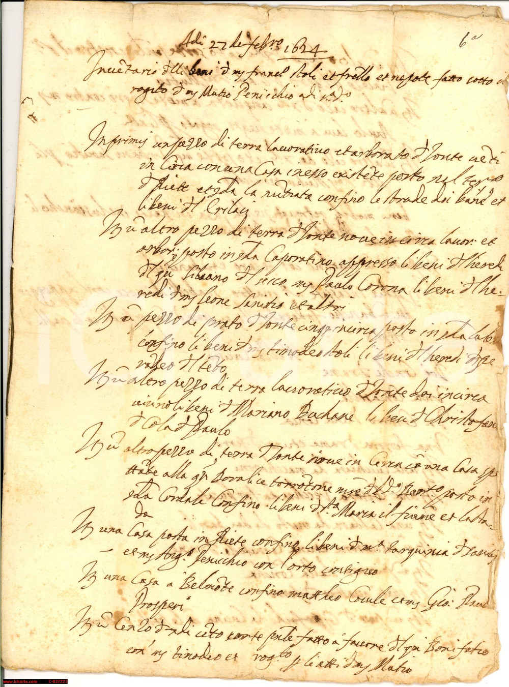 Manoscritto, lettera originale 1624 RIETI EreditÃ  Bonifacio STOLA al figlio manuscript 1