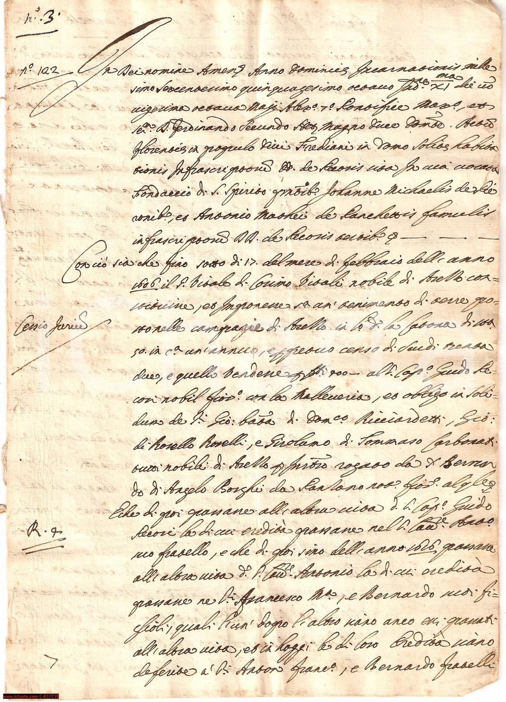 Manoscritto, lettera originale 1650 CATONA AR Nobili RICCIARDETTI vendono censo PECORI 1