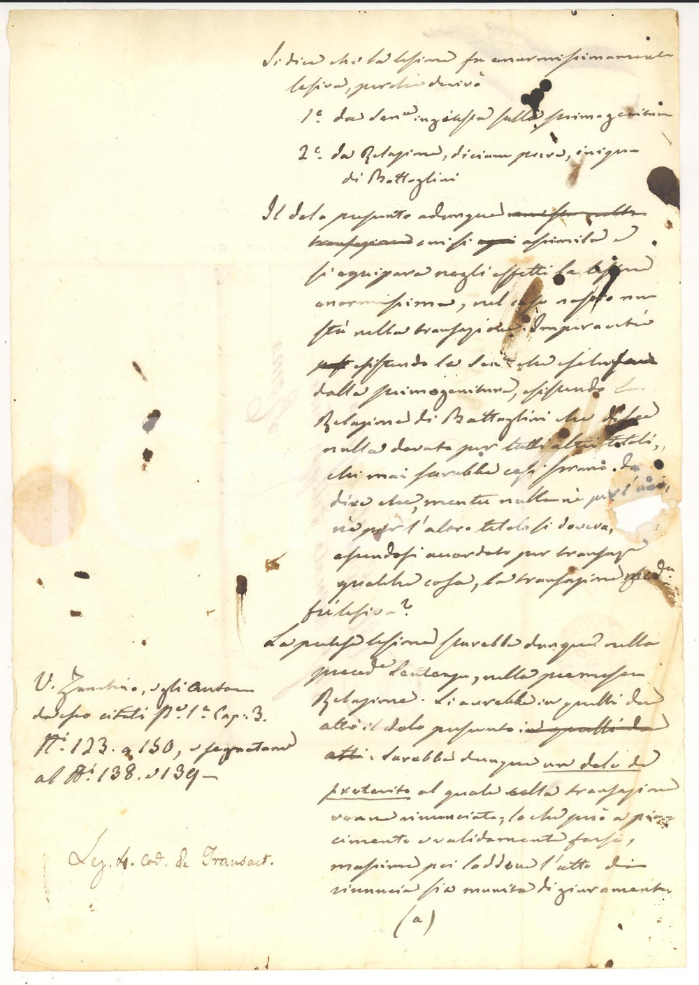 Documento originale, autentico 1844 NARNI (TR) Lettera all'avv. Filippo TEOLI su cessione con dolo preterito 1