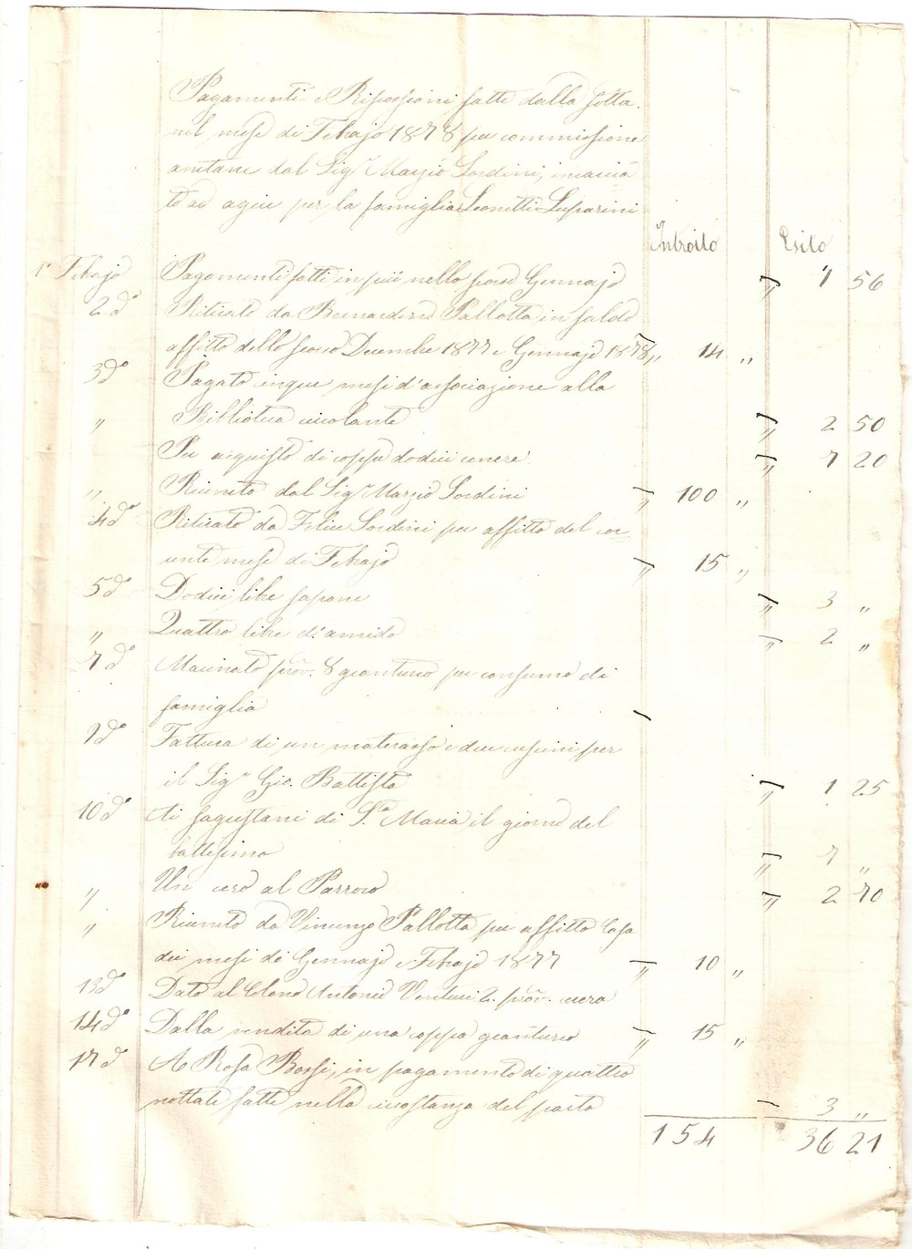 Documento originale, autentico 1878 CASCIA Riscossioni Clelia FRANCESCHINI per SORDINI 1