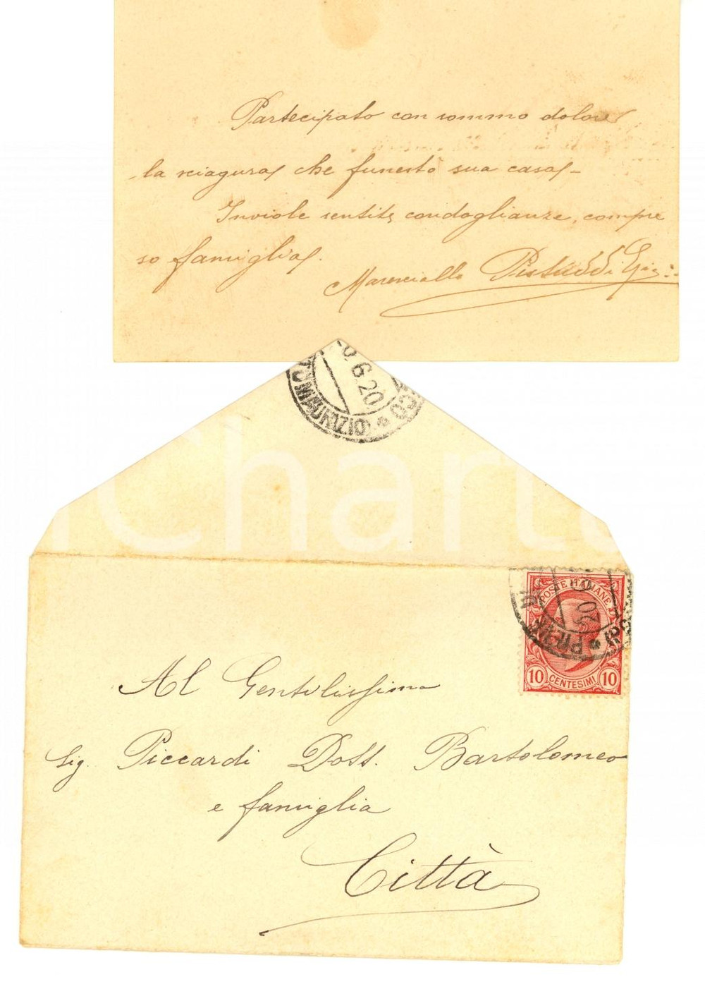 Oggetto da collezione cartaceo 1920 PIEVE DI TECO IM Maggiore Ezio PISTUDDI Biglietto da visita 1