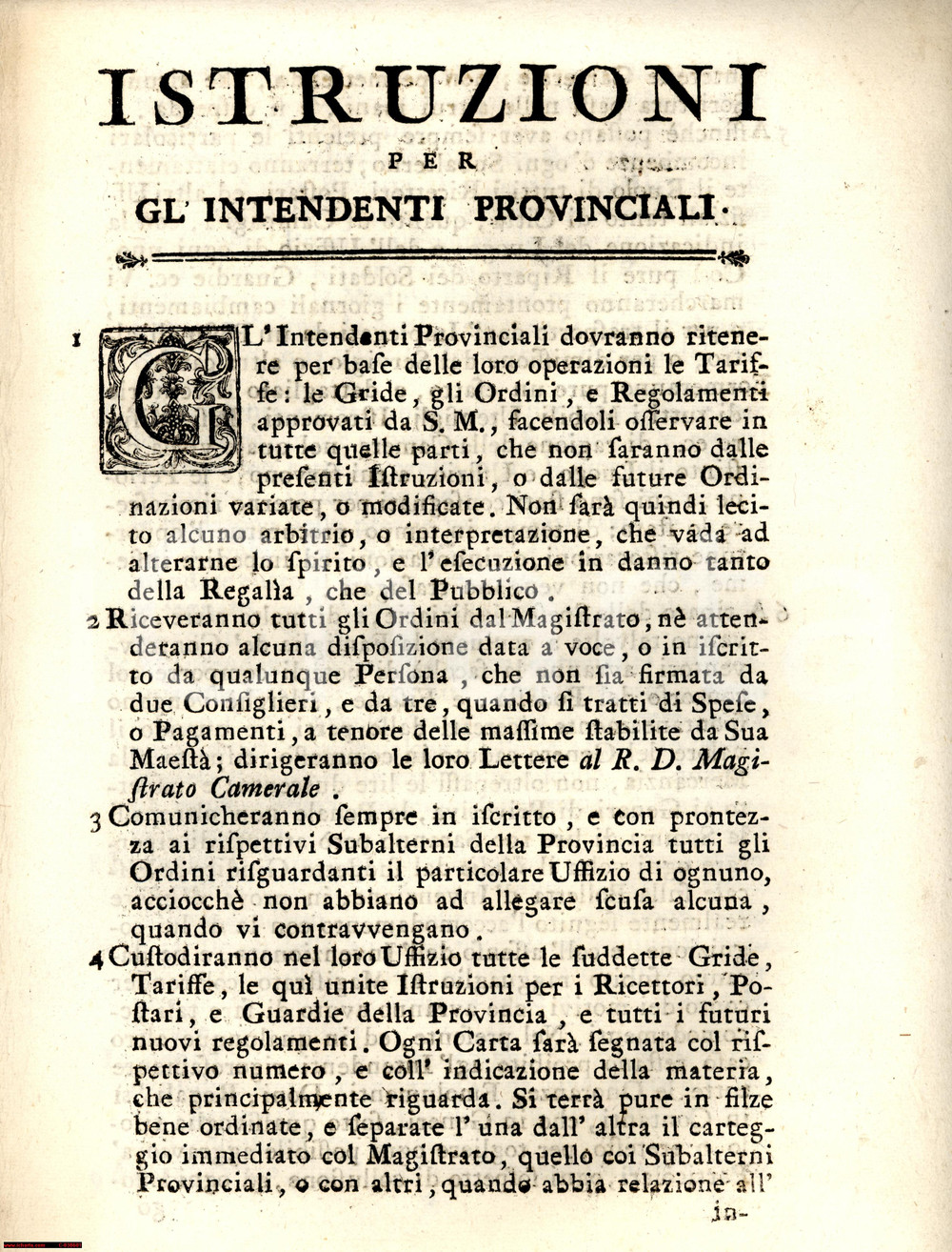 Documento originale, autentico 1670 ca GRANDUCATO DI TOSCANA Istruzioni per gl'Intendenti Provinciali 1