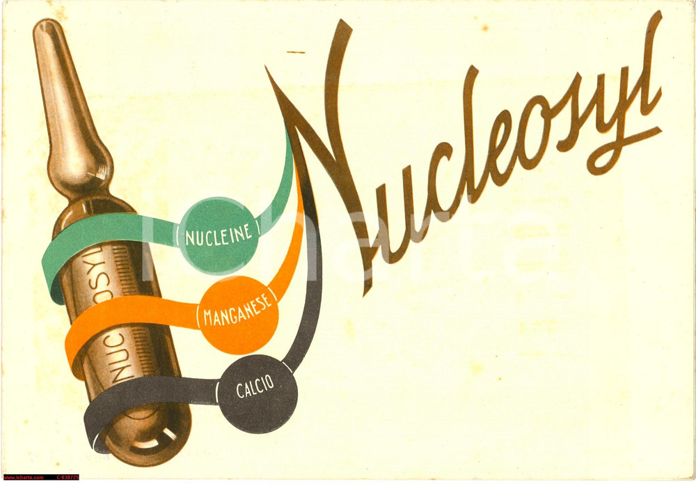 Materiale pubblicitario d’epoca 1941 MILANO NUCLEOSYL ricostituente pieghevole 1