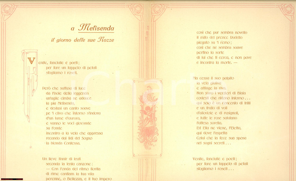 Oggetto da collezione cartaceo 1921 TORINO? Nozze MAGNI-RUOCCO A Melisenda RICHTER 1