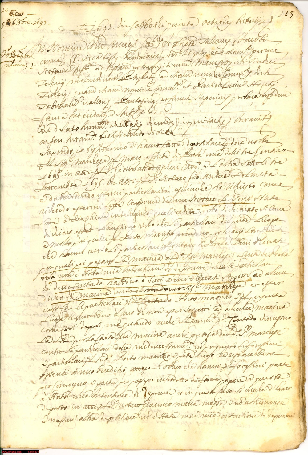 Manoscritto, lettera originale 1695 PRELA' (IM) Nessuna imposta su frangitura olive 1
