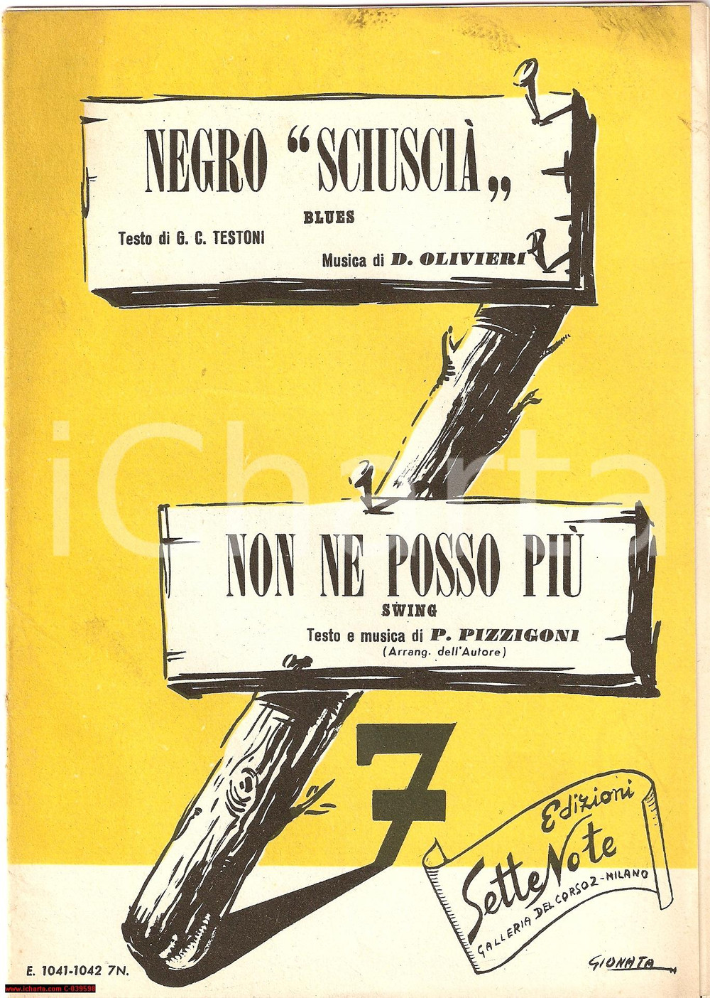 Oggetto da collezione cartaceo 1950 NEGRO SCIUSIA   NON NE POSSO PIU  Spartiti RARO 1