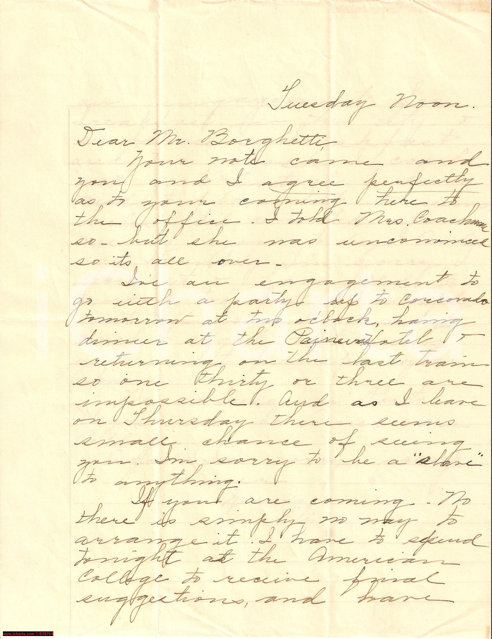 Manoscritto, lettera originale 1910 PORTO ALEGRE Incontro impossibile Riccardo BORGHETTI Lettera 1