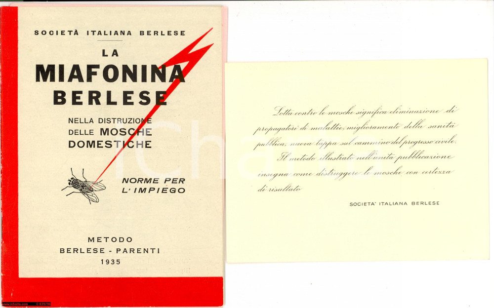 Oggetto da collezione cartaceo 1935 GENOVA Miafonina BERLESE contro mosche domestiche Libretto 1
