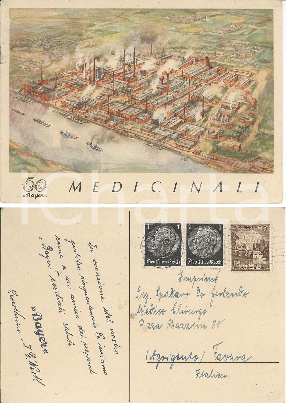 Cartolina originale da collezione 1940 BAYER Medicinali Cartolina pubblicitaria 50 Anni 1