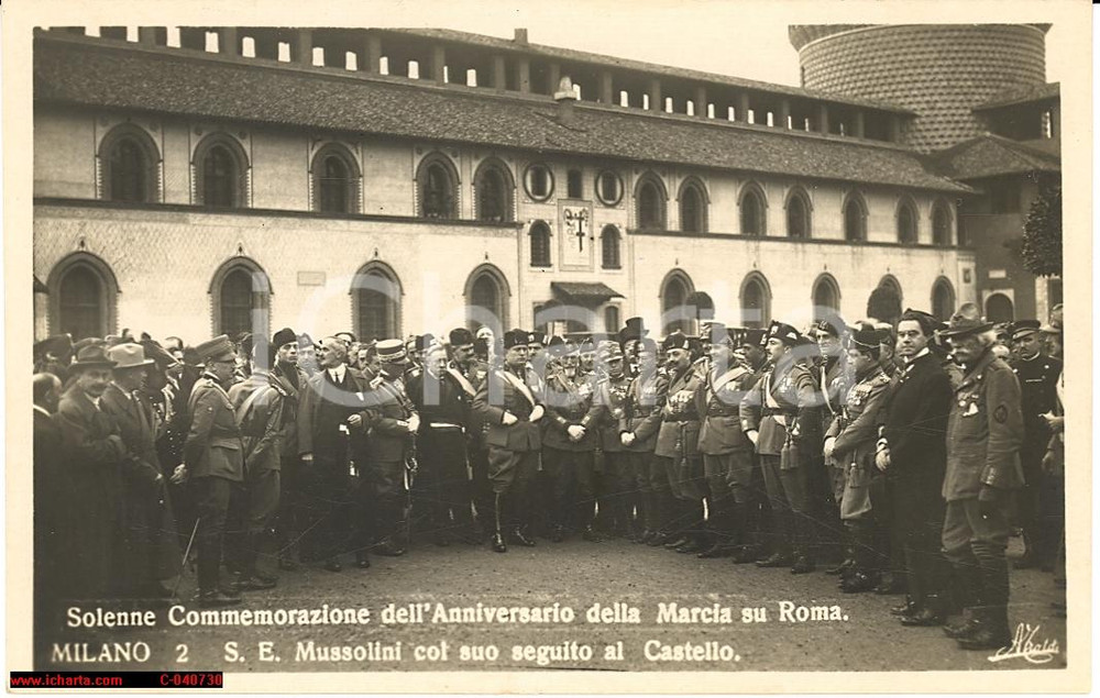 Cartolina originale da collezione 1930 Milano Commemoraz. Marcia su Roma, Mussolini 1