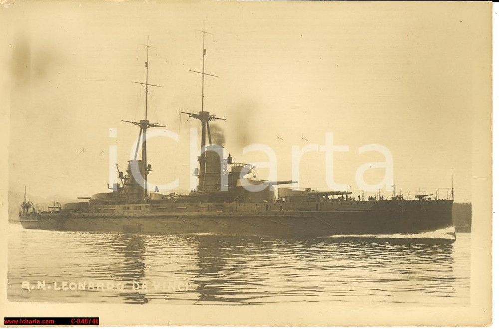 Cartolina originale da collezione 1915 WW1 - Regia Nave Leonardo da Vinci, fu sabotaggio? 1