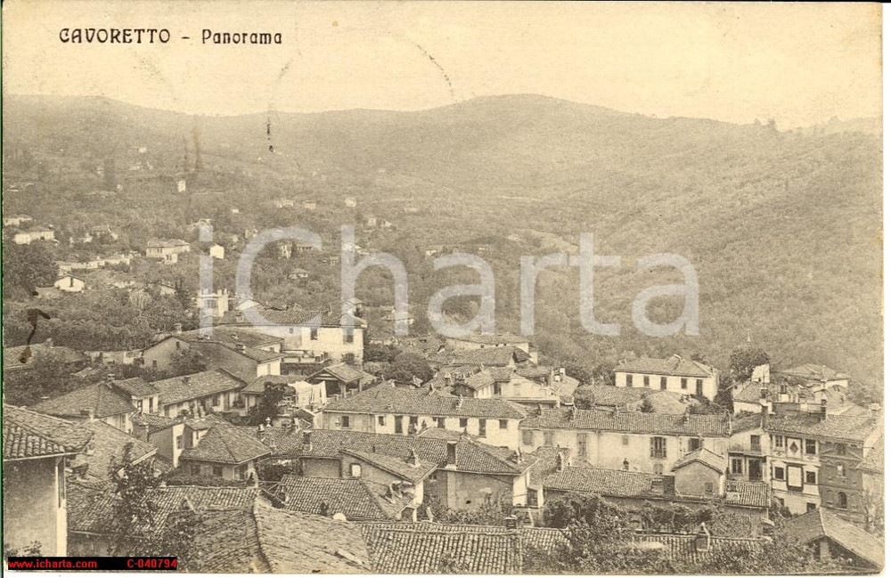 Cartolina originale da collezione 1911 Torino Cavoretto - Veduta d'epoca del borgo 1
