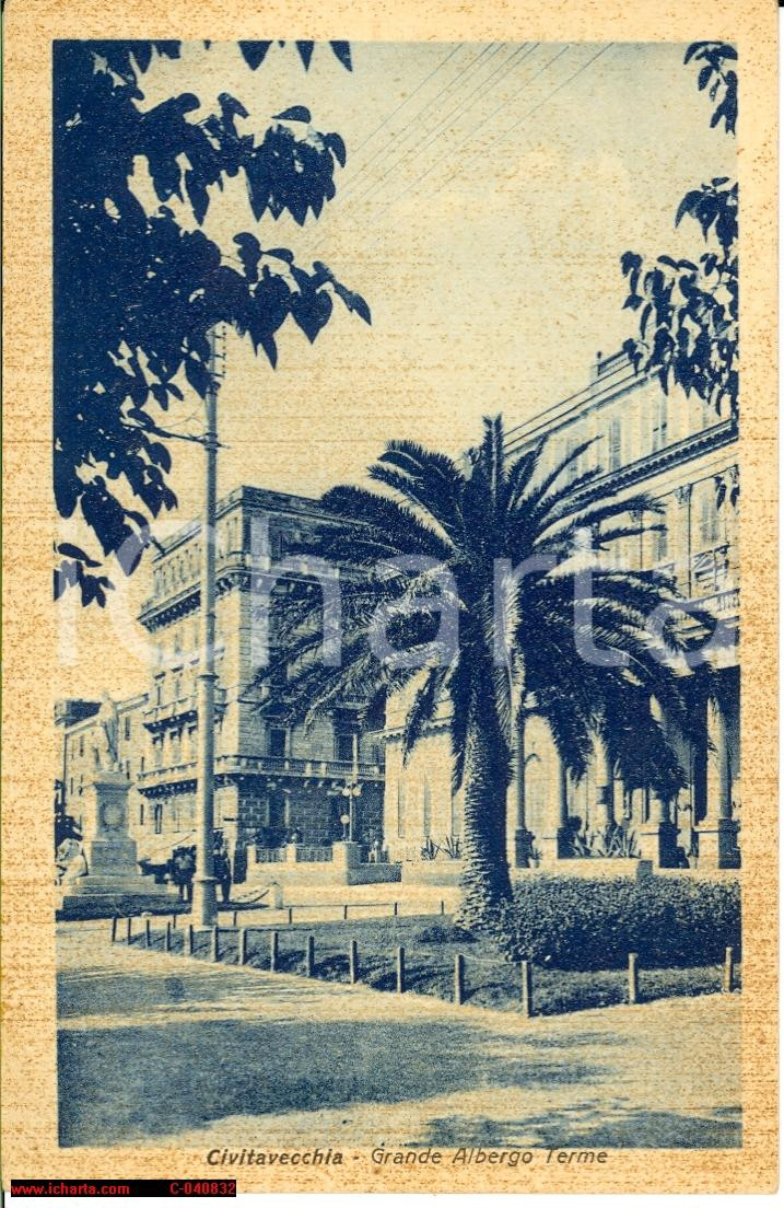 Cartolina originale da collezione 1930 Civitavecchia  Grande Albergo Terme Animata 1