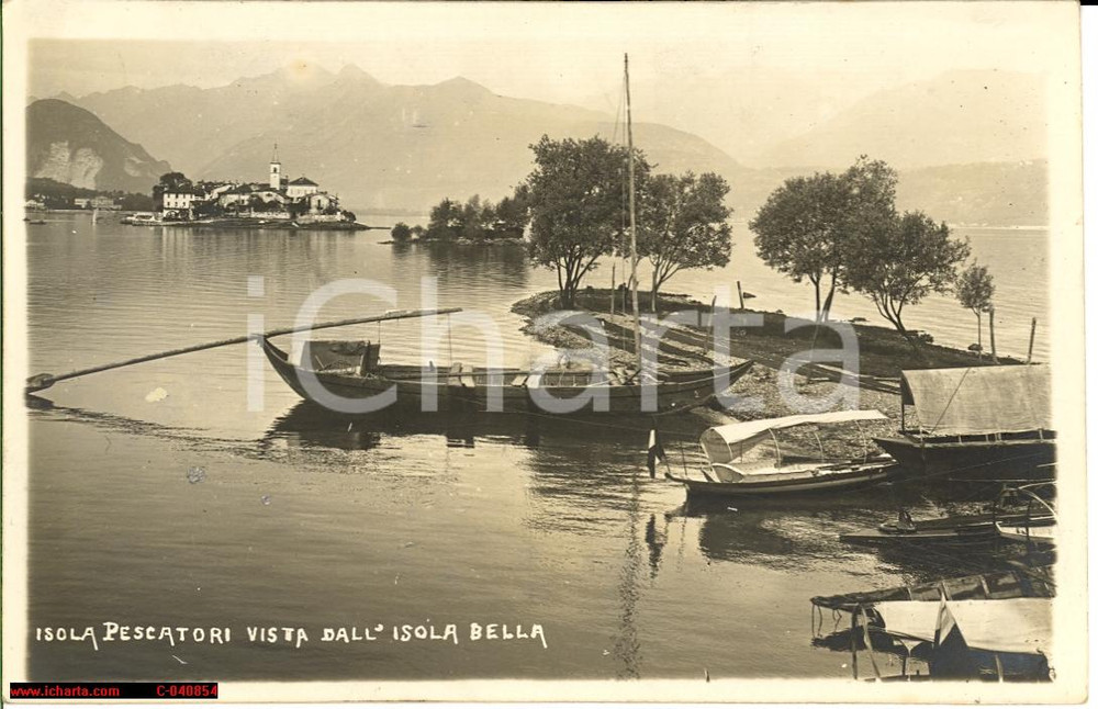 Cartolina originale da collezione 1914 Isola Pescatori Lago Maggiore, veduta barche 1