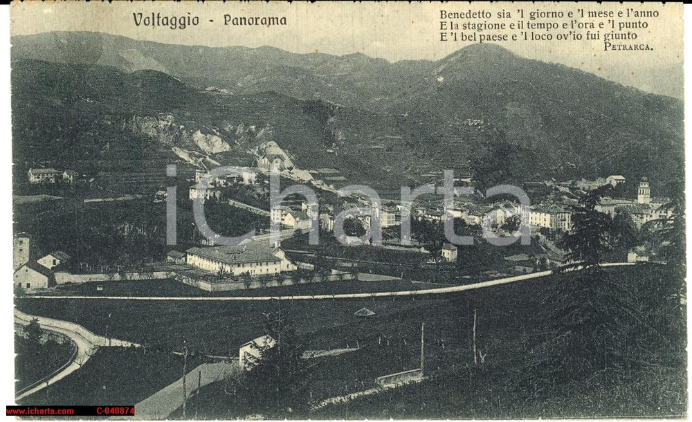 Cartolina originale da collezione 1918 Voltaggio AL  Panorama d epoca FP VG 1