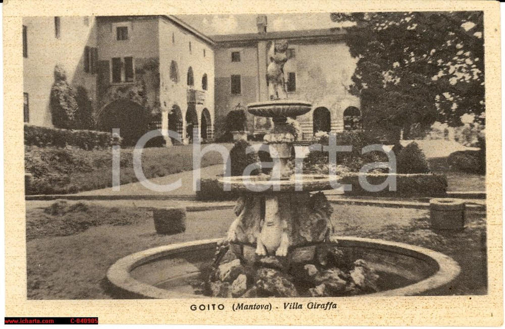Cartolina originale da collezione 1945 Goito (MN) Villa Giraffa - Veduta d'epoca 1