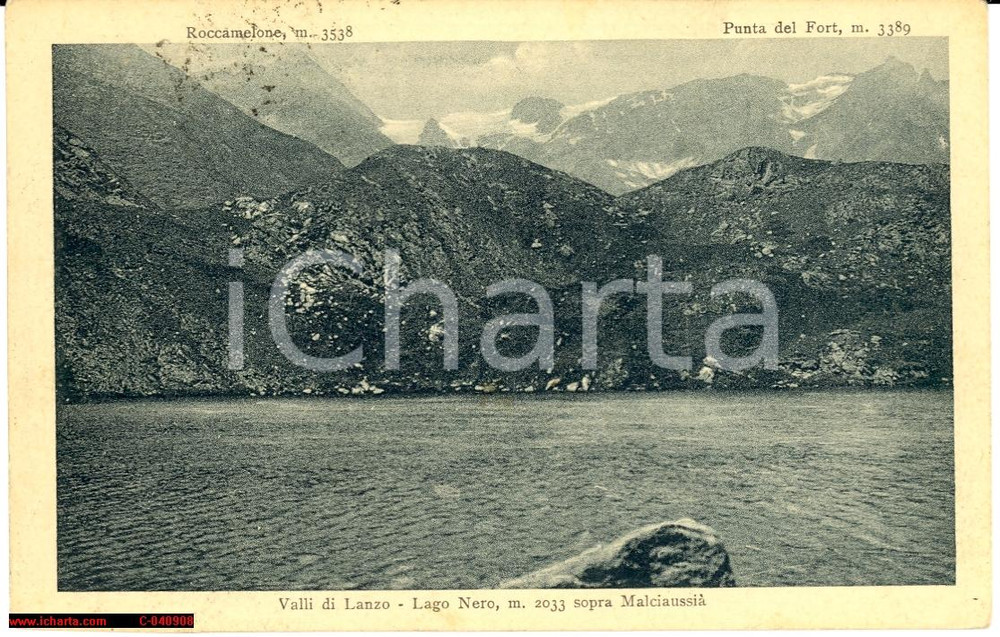 Cartolina originale da collezione 1929 Valli di Lanzo  Lago Nero sopra Malciaussia 1