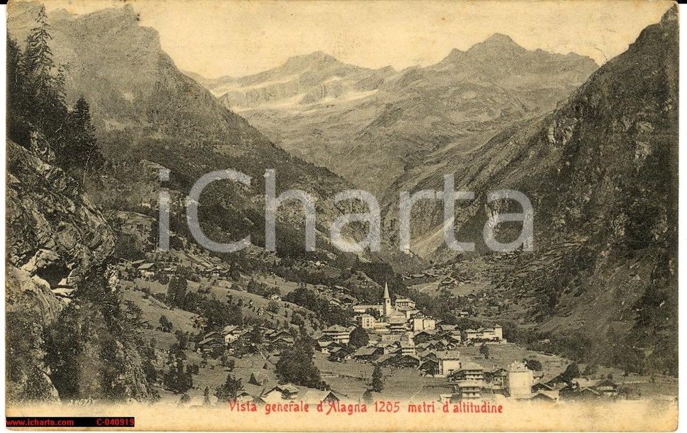 Cartolina originale da collezione 1906 Alagna Valsesia  Veduta generale d abitato 1