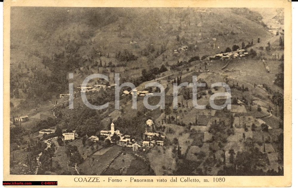 Cartolina originale da collezione 1938 Coazze Val Sangone - Veduta generale dal Colletto 1