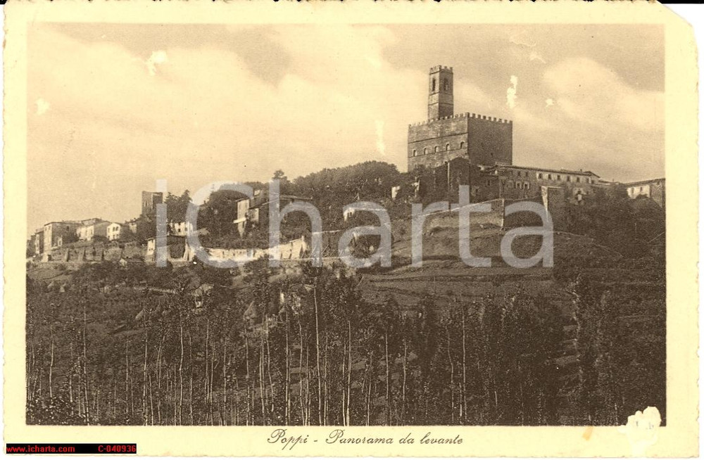 Cartolina originale da collezione 1925 Poppi  Arezzo  Panorama da levante NV 1