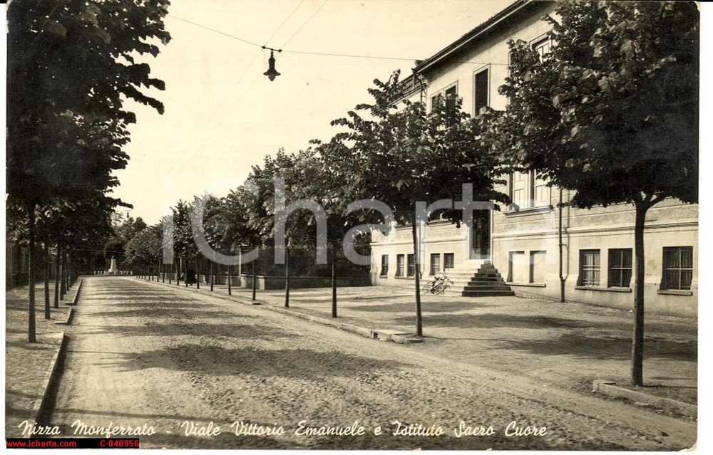 Cartolina originale da collezione 1943 NIZZA MONFERRATO (AT) Viale VITTORIO EMANUELE Sacro Cuore *Cartolina FP VG 1