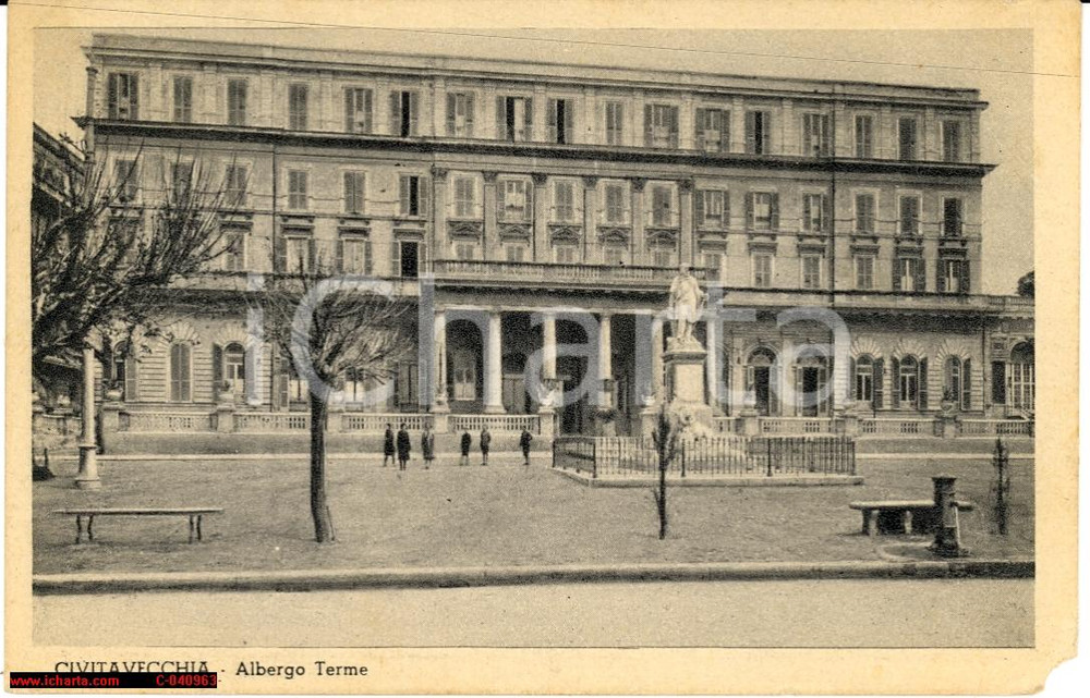 Cartolina originale da collezione 1940 Civitavecchia Albergo Terme - Bella animazione 1
