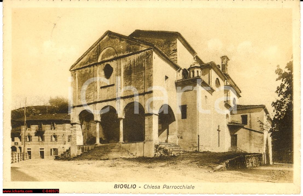 Cartolina originale da collezione 1929 Bioglio  Valle di Mosso Chiesa parrocchiale 1