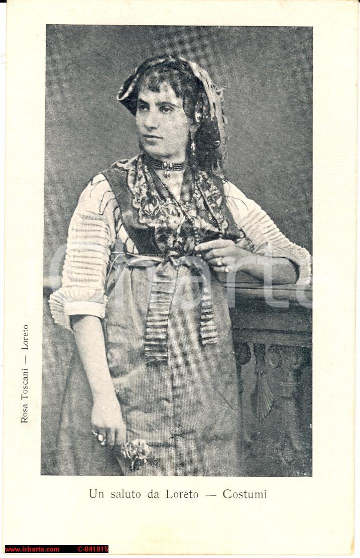 Cartolina originale da collezione 1900 LORETO (AN) Costume Tipico Femminile - FP NV 1