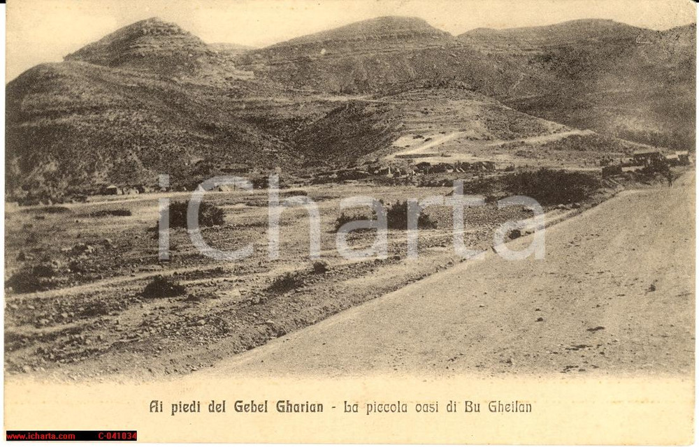 Cartolina originale da collezione 1930 ca BU GHEILAN (LIBIA) Oasi ai piedi GEBEL GHARIAN 1