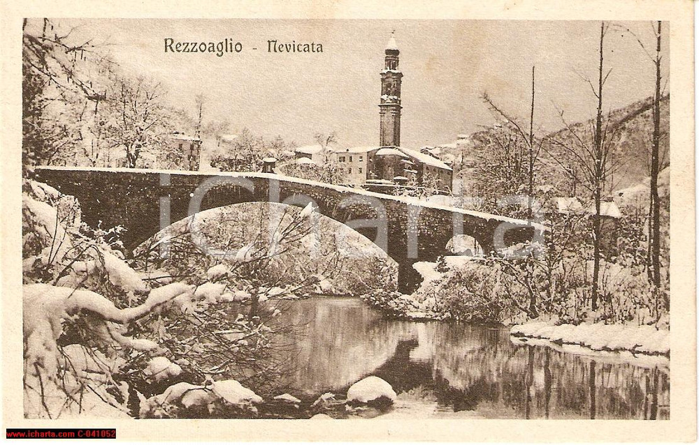 Cartolina originale da collezione 1920 ca REZZOAGLIO (GE) Nevicata FP NV 1