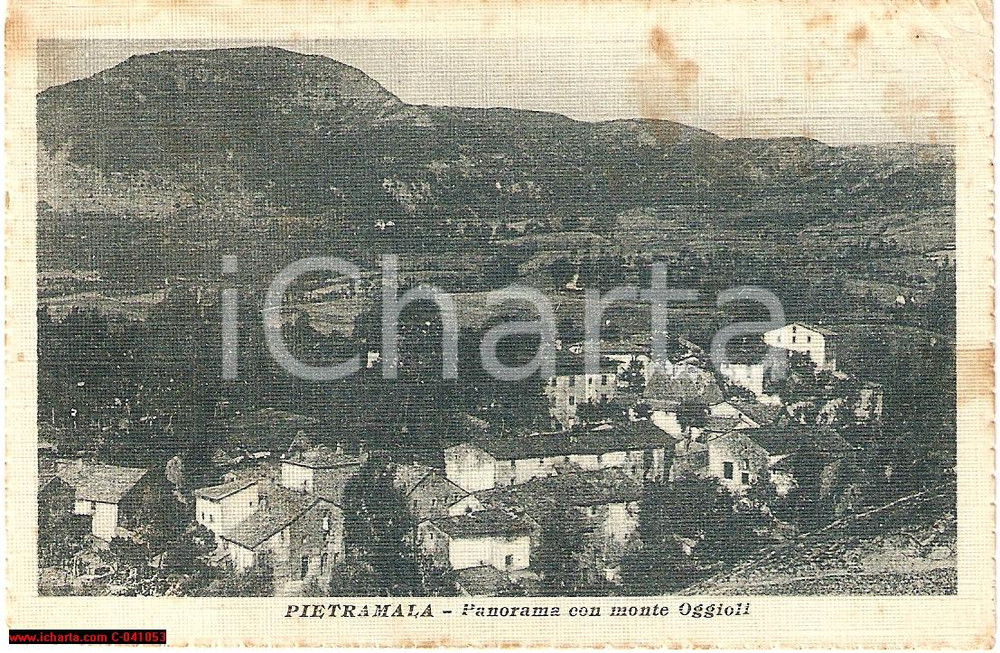 Cartolina originale da collezione 1919 PIETRAMALA FI Panorama con Monte OGGIOLI FP VG 1
