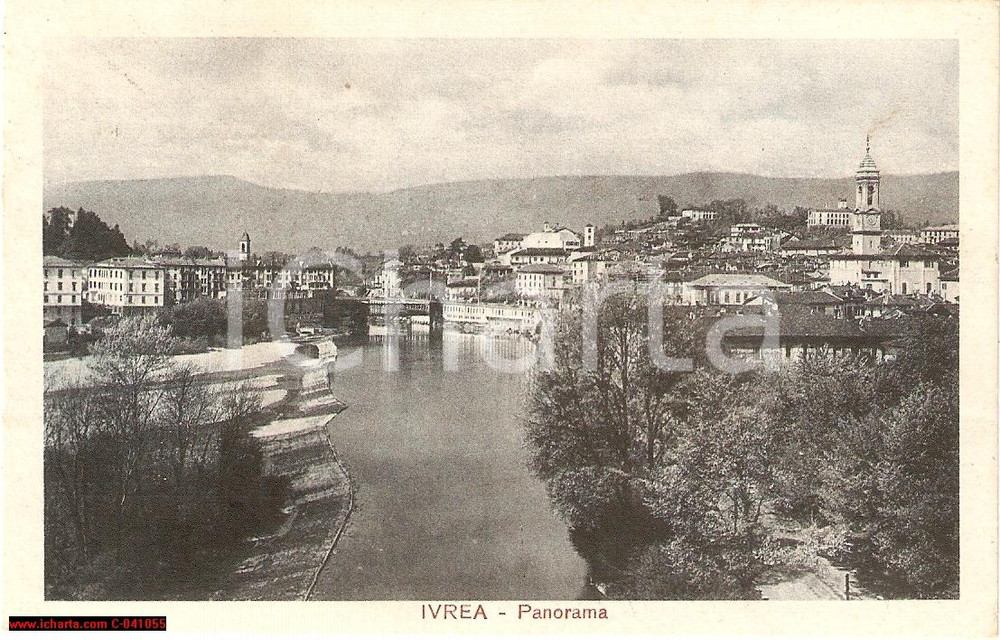 Cartolina originale da collezione 1910 ca IVREA TO Panorama sulla Dora Baltea FP NV 1