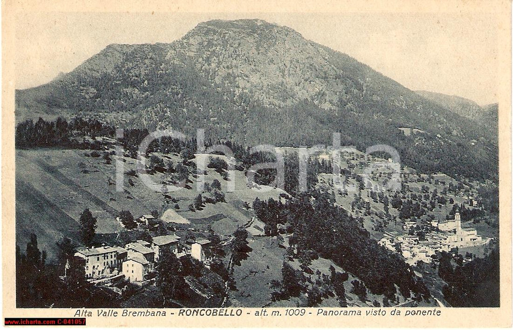 Cartolina originale da collezione 1910 ca RONCOBELLO (BG) Panorama da ponente FP NV 1