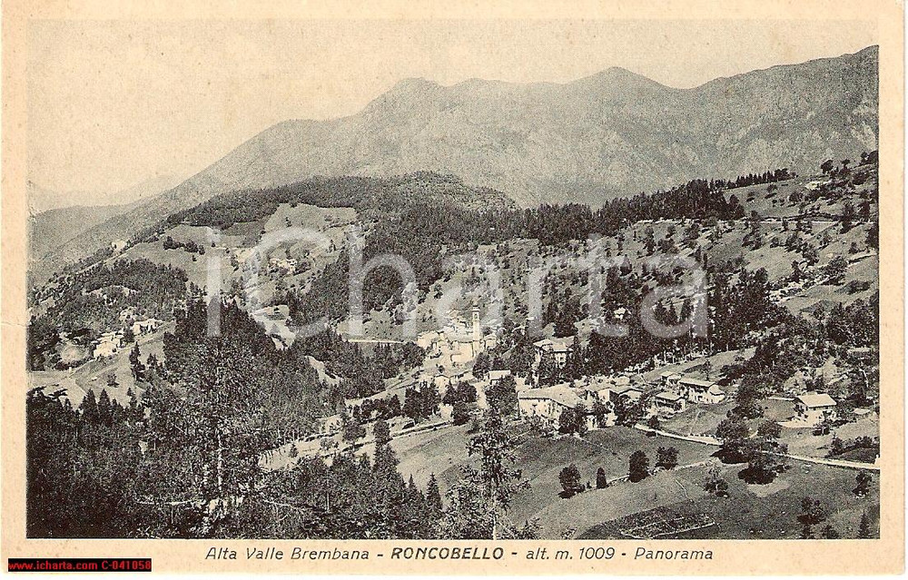 Cartolina originale da collezione 1910 ca RONCOBELLO BG Alta Valle Brembana FP NV 1