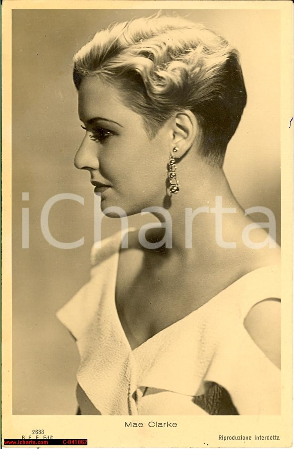 Cartolina originale da collezione 1940 Mae CLARKE Vintage card FP NV 1