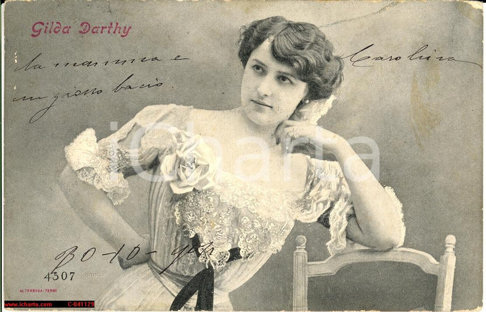 Cartolina originale da collezione 1904 Gilda DARTHY actress postcard FP VG 1