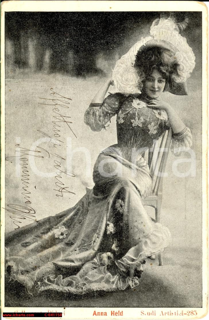 Cartolina originale da collezione 1905 Anna HELD famous actress portrait FP VG 1