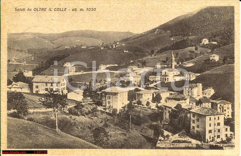 Cartolina originale da collezione 1936 OLTRE IL COLLE (BG) Panorama FP VG 1