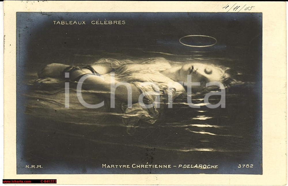 Cartolina originale da collezione 1905 Paul DELAROCHE Martyre chrétienne Postcard FP VG 1