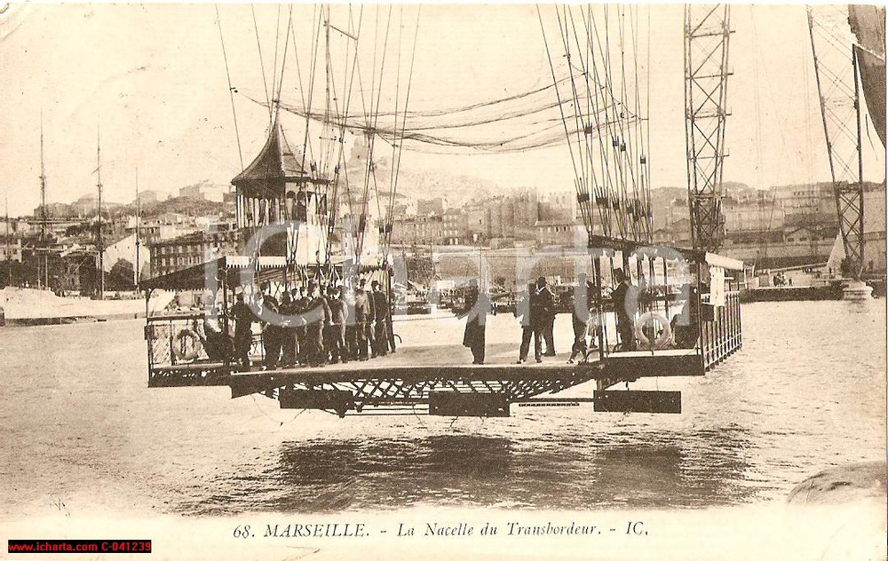 Cartolina originale da collezione 1918 MARSEILLE La nacelle du transbordeur FP VG 1